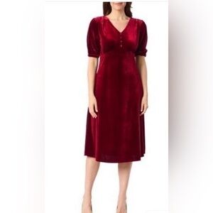 Briggs New York Burgundy Velvet Midi Dress